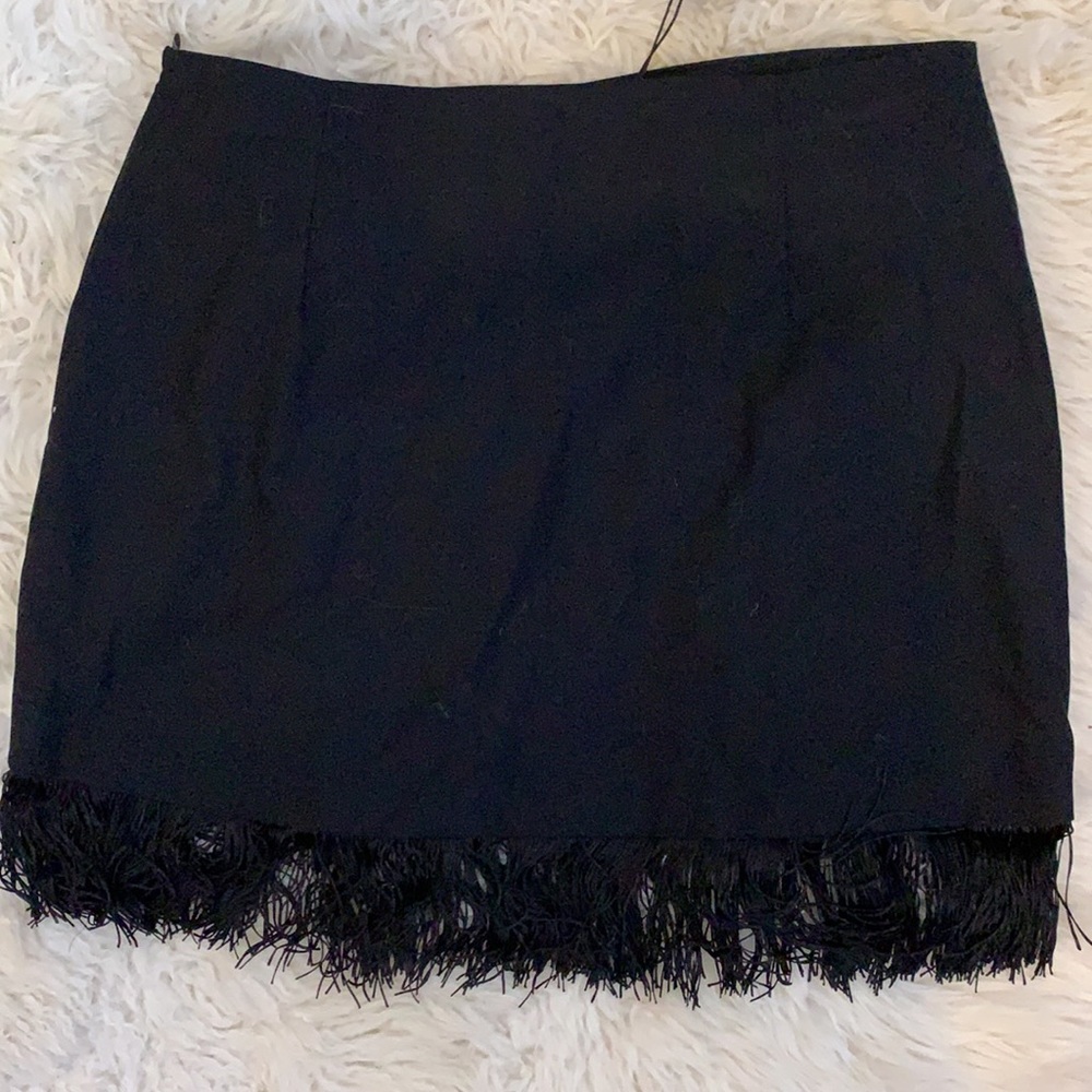 Zara Black Fringe Mini Skirt - Picture 4 of 7